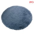 thumbnail image 1 of 2 Pieces Round Carpet Home Living Room Bedroom Area Rug Polyester Long Plush Floor Mat Home Decor, Silver Grey, 1 of 9
