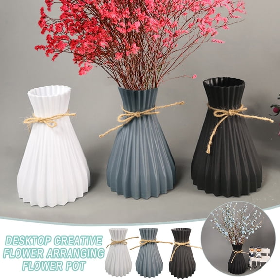 Huayishang Vase Clearance, Vase Plastic Decoration Flower Home Retro Flower Vase Flower Arrangement Home Decor Home Decor Black