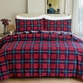thumbnail image 3 of Elegant Comfort 4-Piece Cotton Flannel Sheet Set, Deep Pocket Fitted, Cali King, Plaid-Red/Navy, 3 of 5