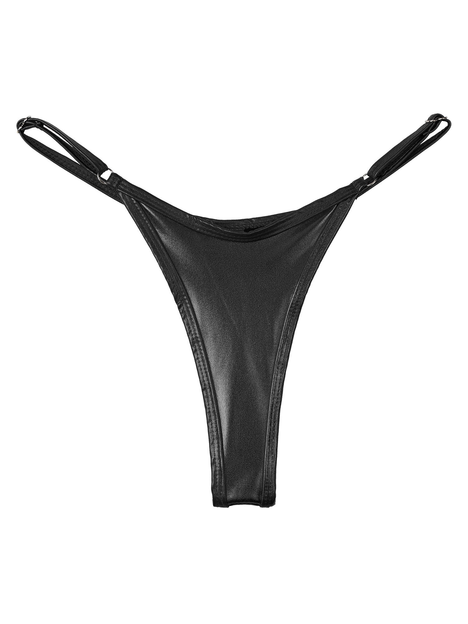 ビキニ AGNEL Jewelry Bikini Panties_Black CHICTRY Womens Brazilian Bikini Briefs Metallic Micro G