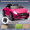 thumbnail image 3 of Kids Ride on Cars, 12V Powered Mercedes Benz Ride on Toys w/Remote Control, Music, Bluetooth, LED Light, USB, Power Display, Four Wheel Suspension Electric Car for Toddlers 2-4 Year Olds, Pink, 3 of 9
