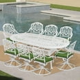 thumbnail image 3 of VIVIJASON Large Patio Dining Table, Outdoor Oval Dining Table Fits for 6-8 Person, White Cast Aluminum Rustic Patio Table with Umbrella Hole for Balcony, Porch and Deck, 3 of 7