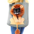 thumbnail image 2 of Cat Dog Small Pet Canvas Tote Bag - Lion Shaped Pet Carrier Handbag For Outdoors - Blue, 2 of 5
