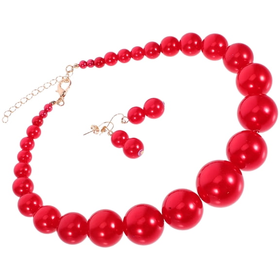 LOLIPPYY 1Set Red Necklace Earrings Set Clavicle Jewelry Perfect for Engagement Party