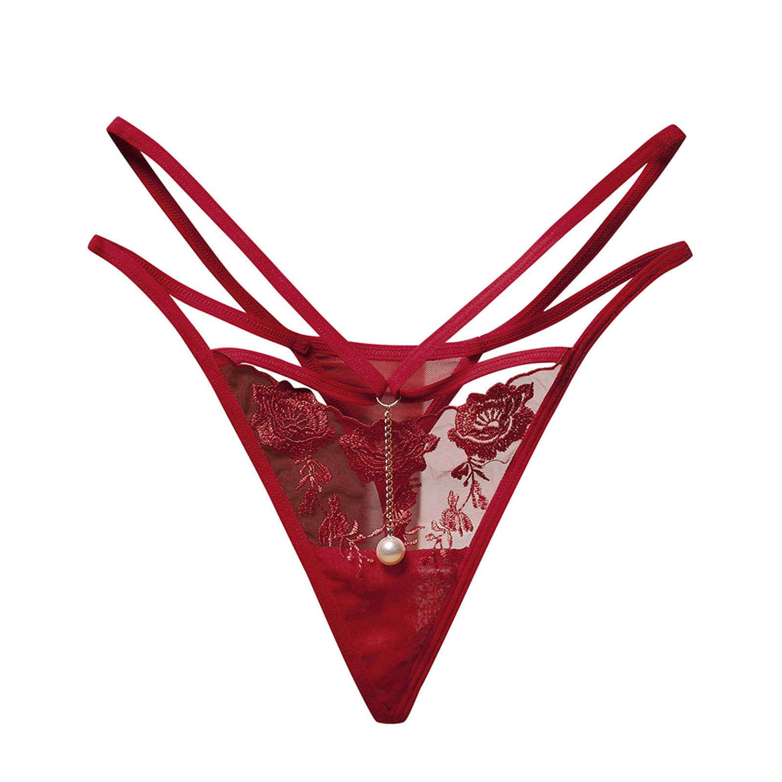 Red Lingerie Pearl Underwear Lace Open Crotch Thong price in UAE