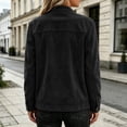 thumbnail image 6 of Women's Suede Cargo Jacket Workwear Long Sleeve Fall Coat Black Casual Trendy Outerwear for Daily Wear, 6 of 7