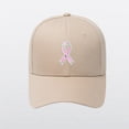 thumbnail image 2 of Unisex Breast Cancer Awareness Ribbon Print Cotton Baseball Cap Duck Tongue Hat Sun Protection Khaki, 2 of 4