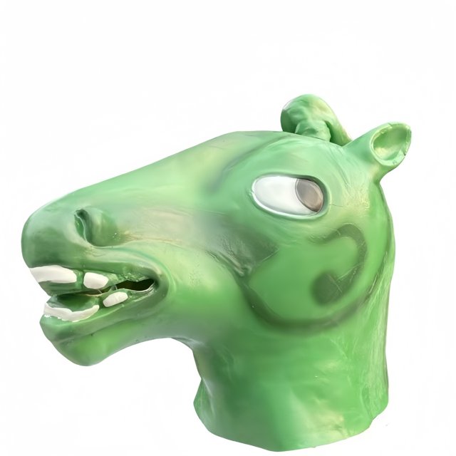Divertido casco de látex verde con forma de máscara de caballo para fiestas