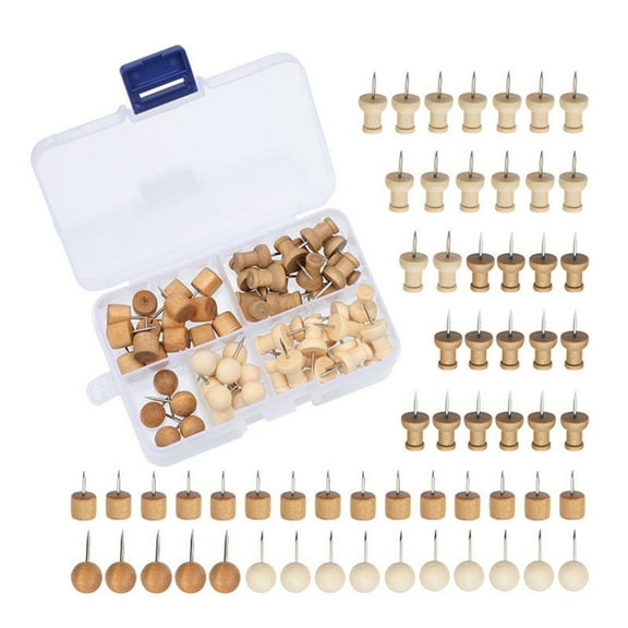 Wood Thumb Tacks Wood Push Pins Decoration Tacks for Photo Crafts Project
