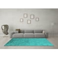 thumbnail image 3 of Ahgly Company Machine Washable Indoor Rectangle Oriental Turquoise Blue Industrial Area Rugs, 8' x 10', 3 of 4