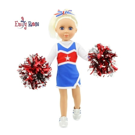 Emily Rose 14.5 Inch Doll Clothes and Accessories 8 Piece USA 14" Doll Modern Cheer Outfit Set, Including 14-inch Doll Gym Shoes and Pom-Poms! | Compatible with most 14" Hard-Bodied Dolls