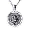 thumbnail image 1 of Collar LOOVE Saint St Michael de plata de ley S925 para hombre, 1 of 9