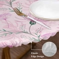 thumbnail image 3 of Pink Flowers Round Tablecloth, Fitted Table Cover with Elastic for 36"-44" Round Tables, Watercolor Country Botanical Floral Vines Table Cloth Outdoor Indoor Dinning Party Waterproof Tablecloths, 3 of 7