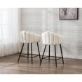 thumbnail image 4 of Guyou 26" Height Faux Fur Bar Stools Set of 2, Upholstered Counter Height Chairs with Petal Back and Metal Legs for Restaurant Kitchen Island Bar, White, 4 of 11