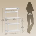 thumbnail image 2 of Distressed White Kitchen Baker's Rack with Power Outlet & Adjustable Shelves - Coffee Bar Station for Living Room & Dining Area (53.9" H), 2 of 7