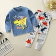 thumbnail image 2 of Hessimy Baby Boy Fall Clothes Set Long Sleeve Letter Print Sweatshirt Pants Toddler Outfits 6 12 18 24 Months 2T (Blue,2-3 Years), 2 of 4