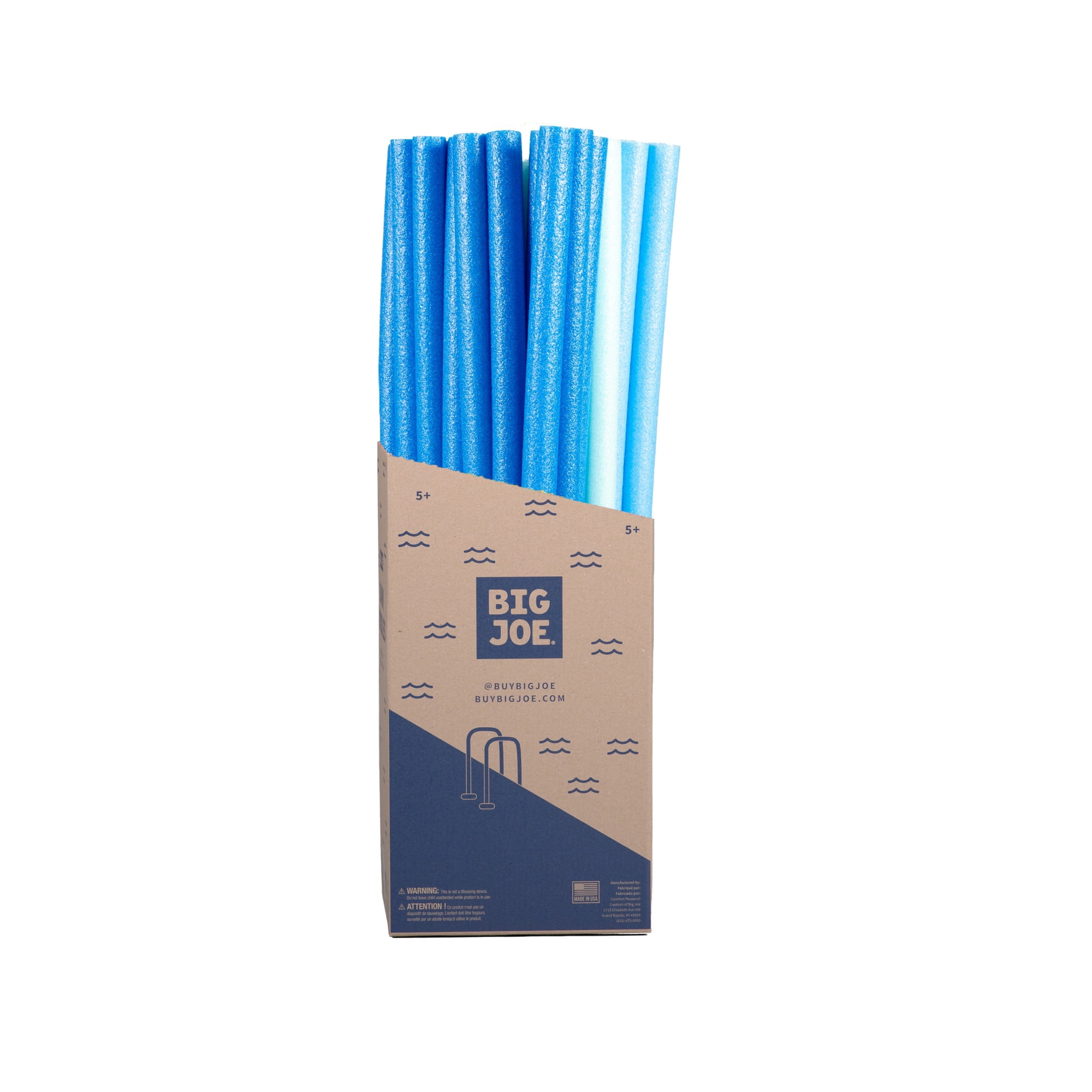 Big Joe Super Swim Noodle 20 Pack Pool Noodles, Assorted Blues, 4 feet, 50"L x 3"W x 3"H each
