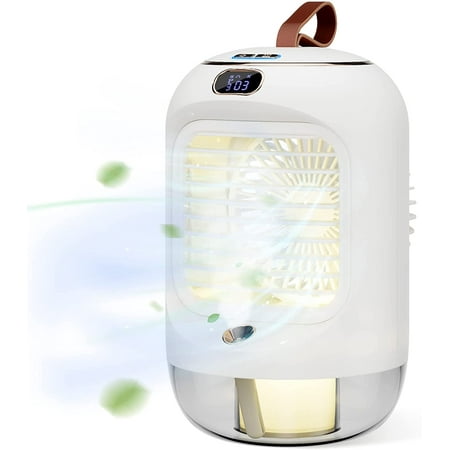 

Rotating Mini Mobile Air Conditioners 3 Speed Multifunctional USB Air Cooler Night Light 180° Oscillating Portable Personal Air Cooler for Bedroom Office Camping