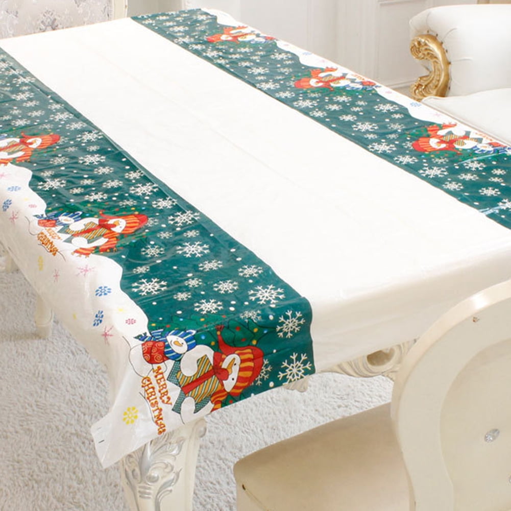 Waterproof Santa Snowman Tablecloth Christmas Dinner Table Cover Decor 110x1 HK 