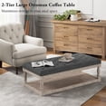 thumbnail image 2 of Cuzobro Ottoman Coffee Table, Large Rectangle Ottoman with Storage - Upholstered Cushioned Bench for Living Room, Tufted Linen Fabric with Solid Wood Shelf, Entryway Bench(Dark Gray), 2 of 8