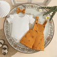 thumbnail image 2 of KPOPLK Newborn Baby Girl Clothes Shorts Outfits Romper Top Overalls Shorts Suspender Sets for Infant Girls(0-3 Months,Yellow), 2 of 9