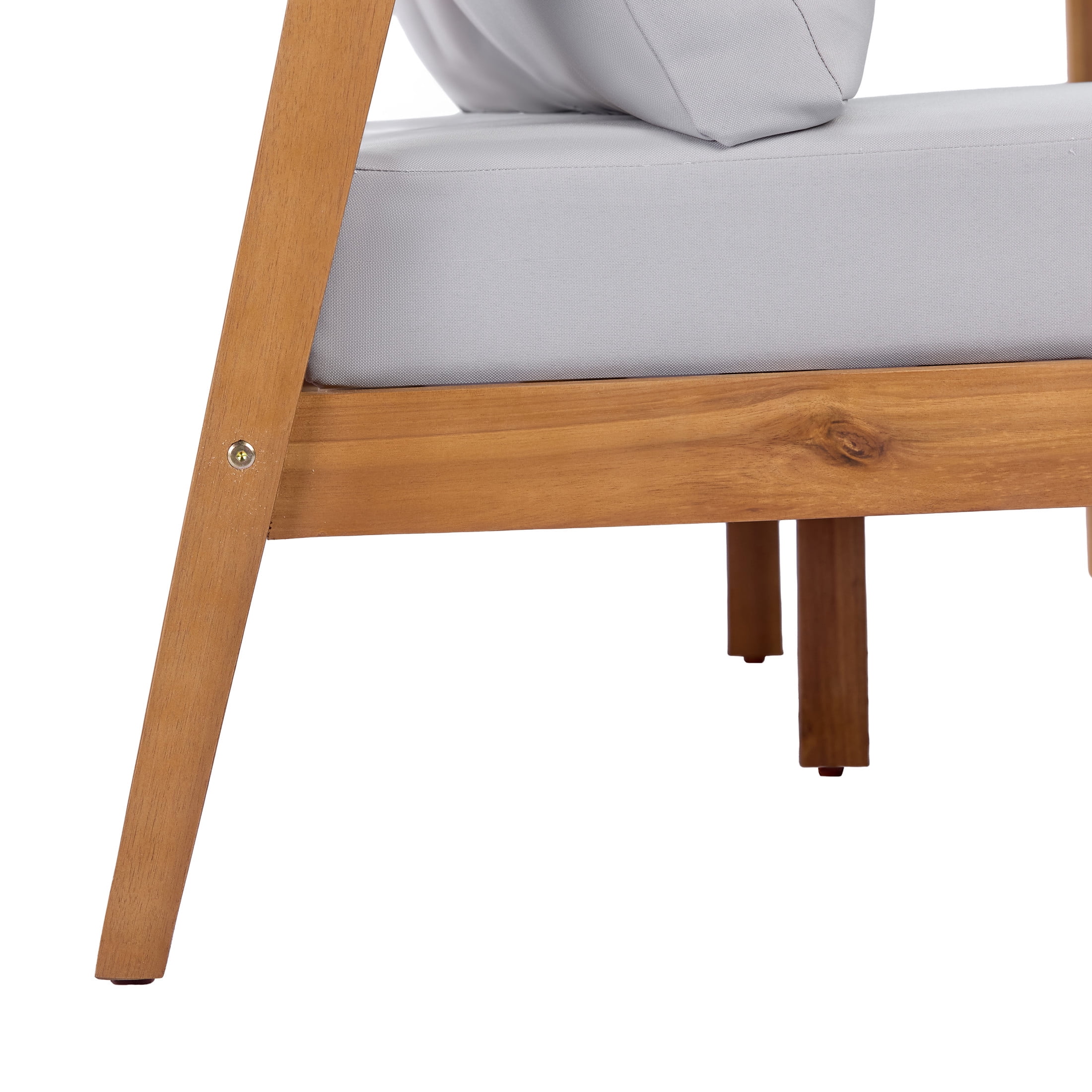 Christopher Knight Home 76" Acacia Wood 3-Seater Outdoor Patio Sofa with Light Gray Cushions, Teak Finish