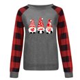 thumbnail image 2 of FASHOFT Valentines Day Sweatshirt For Women Love Heart Print Plaid Printing Casual Pullover Holiday Long Sleeve Pullover Tops Grey L, 2 of 6