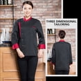 thumbnail image 4 of Chaqueta de chef Unisex-Adulto Manga larga Bolsillo triangular Tela de algodón Chaqueta de trabajo para hombre para otoño e invierno Restaurante Hotel Negro XXL Inevent LF000335-09, 4 of 7