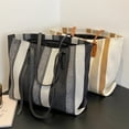 thumbnail image 4 of MMYGU Casual Canvas Totes Bags For Women Shoulder Bag Women's Big Capacity Striped Handbag Designer Tote Shopper Bag, 4 of 6