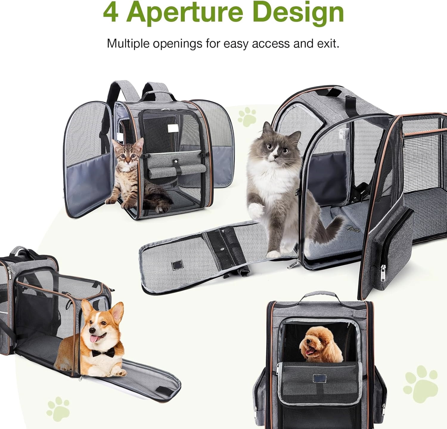 Breathable Mesh Cat Carrier Backpack for Medium Pets Up to 18 Lbs Grey