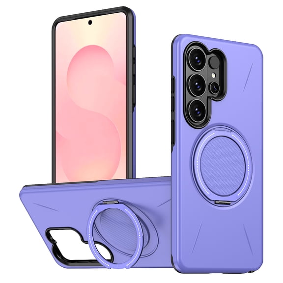 Dteck Magnetic Case for Samsung Galaxy S26 Ultra, Shockproof TPU PC Compatible with Mag Safe Protective Cover with 360° Rotating Ring Holder Kickstand Case,Purple