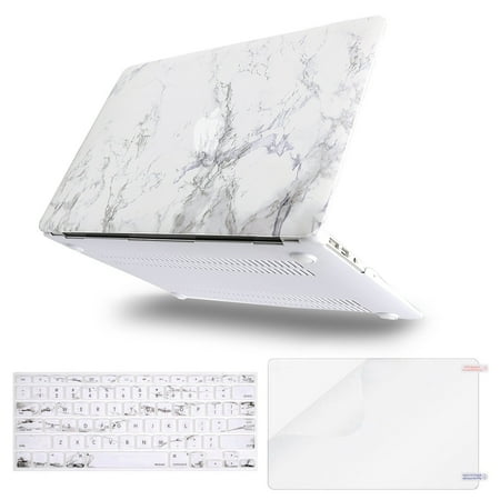 Mosiso Plastic Pattern Hard Case with Keyboard Cover with Screen Protector for MacBook Air 13 Inch (Models: A1369 & A1466,2010-2017 Year), White (Best Case For Macbook Air 2019)