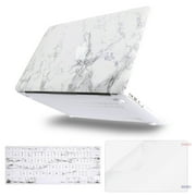 Mosiso Plastic Pattern Hard Case with Keyboard Cover with Screen Protector for MacBook Air 13 Inch (Models: A1369 & A1466,2010-2017 Year), White Marble