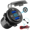thumbnail image 2 of 12V USB Outlet, Quick Charge 3.0 Dual USB Car Charger with Contact Switch and Voltmeter for 12V/24V Motorcycle Car Truck, 2 of 9