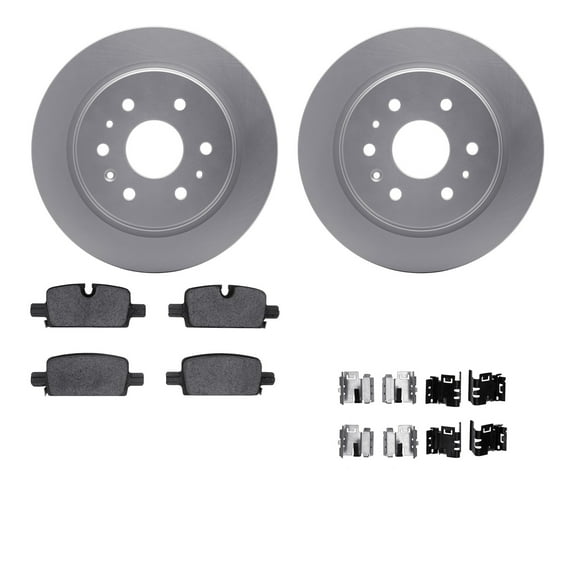 Dynamic Friction Company Rear Geospec Brake Rotors with 5000 Advanced Brake Pads includes Hardware 4512-47126