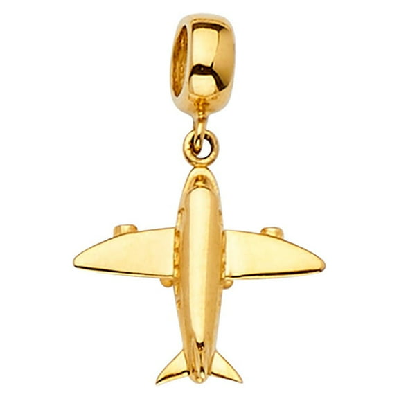 Ioka - 14K Yellow Gold Air Plane Charm Pendant Mix and Match For Bracelet or Necklace or Chain