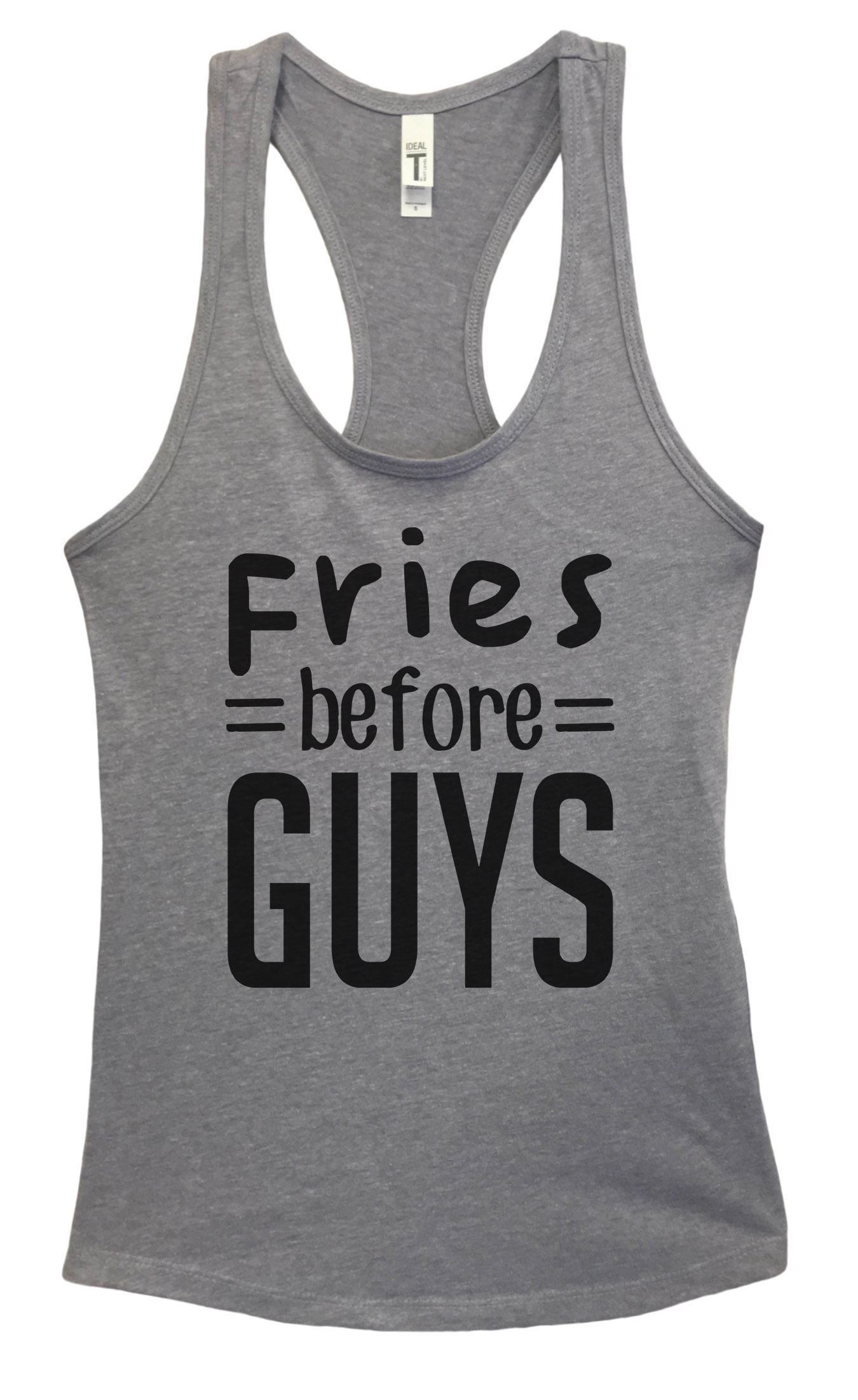 Yoga Tee Gift for Her Shirts with Sayings Heather Gray or Royal Blue Fries Before Guys Womens Graphic Racerback Tank Top