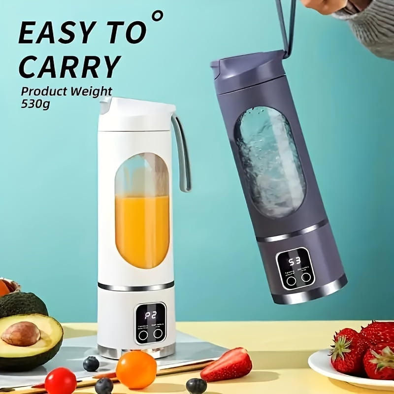 3-in-1 Portable Blender & Juicer - USB Rechargeable, Digital Display, Stainless Steel Blades - Wireless for Smoothies, Shakes, Juice - Perfect for Travel, Camping & Gifts
