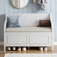 thumbnail image 2 of Ottoman Bench with Storage Solid Wood Entryway Multifunctional Removable Cushion Storage Bench with Safety Hinge, 2 of 6