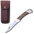 thumbnail image 5 of Rex Distributor, Inc 9" Lock Back Pocket Folding Knife Authentic Bone or Wood Handle with Leather Sheath Pouch Lockback Camping Fishing Wood, 5 of 5