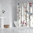 thumbnail image 2 of Botanical Garden Shower Curtain - Artistic Floral Design with Hummingbirds, Vintage Aesthetic, 72x72 Inches, 2 of 5