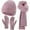 Pink, variant on Winter Women's Beanie Hat Scarf Gloves Set-Beige
