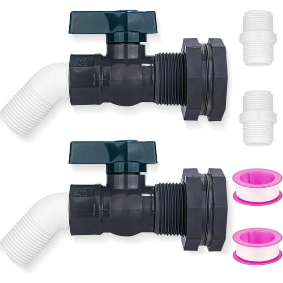 Mamatety Rain Barrel 45°Elbow Diverter Kit, 3/4 Inch Rain Barrel Valve with Bulkhead Connector and Hose Adapter, Rain Barrel Garden Faucet Kit for Water Tanks, Aquariums, Pools, Garden Barrels