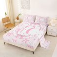 thumbnail image 2 of spefrowx Pink Letter C Bowknot King Sheets for Girls, Watercolor Ribbon Lines Bedding, 4 Pieces, 1 Flat Sheet, 1 Fitted Sheet and 2 Pillowcases, 2 of 6