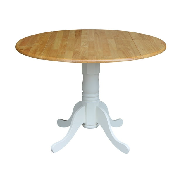 International Concepts 42" Round Dual Drop Leaf Pedestal Table, White