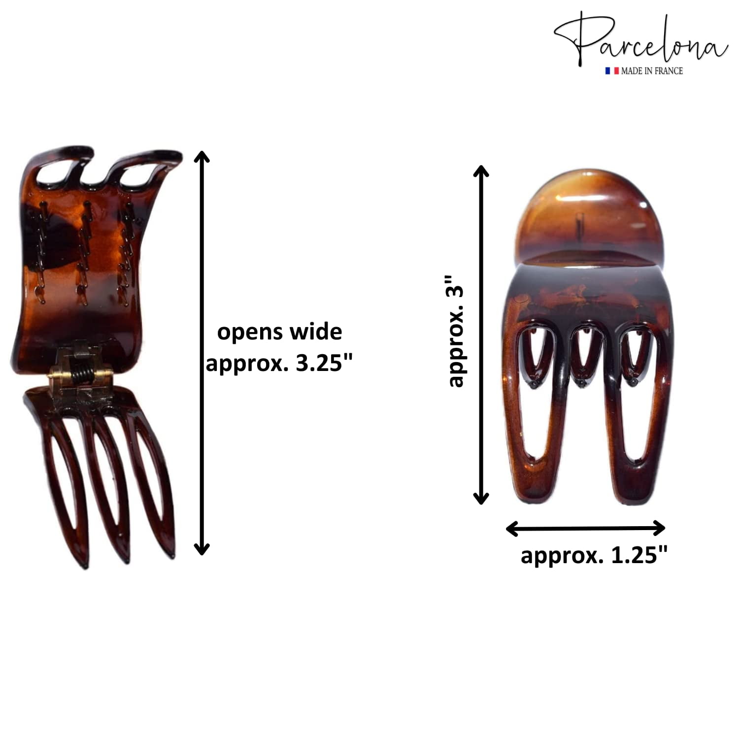 Parcelona French Simply Bear Paw Medium 3&rdquo; Celluloid Set of 2 Hair Claw Clips