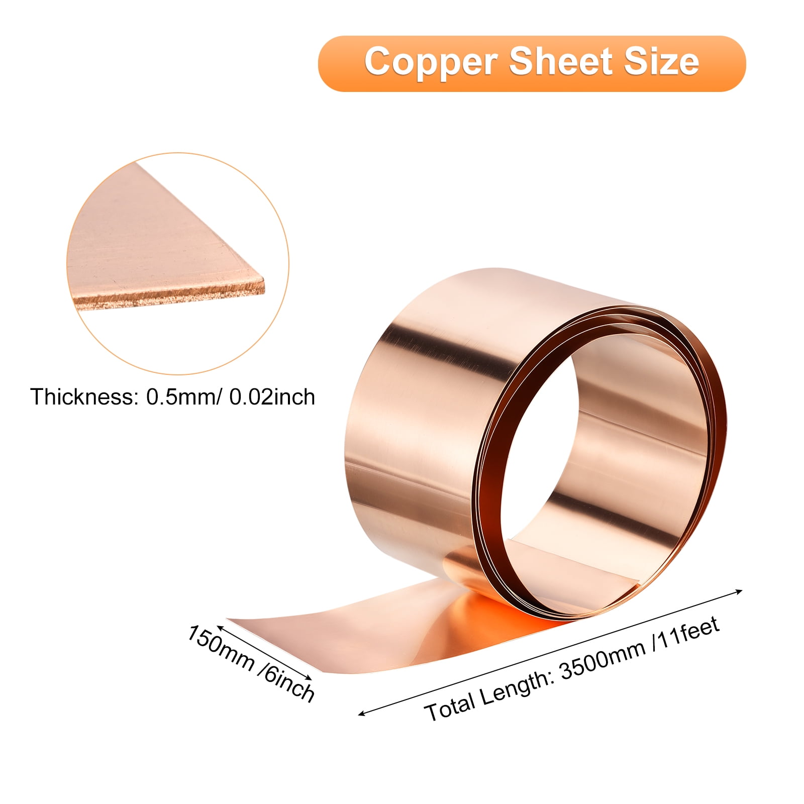 99.9% Pure Copper Sheet 0.01-0.3mm Thin Metal Plate Foil Rolls 100-200mm  Crafts