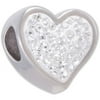 Stainless Steel Clear Crystal Heart Bead