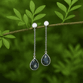 thumbnail image 6 of Sechi Blue Labradorite Dangle Earrings - 925 Sterling Silver Hypoallergenic Long Chain Briolette Droplet, Natural Gemstone Birthstone Jewelry for Women, 6 of 9