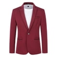 thumbnail image 5 of Cloudstyle Men's Slim Fit Single-Breasted Blazer, 95% Polyester Wrinkle-Free Business Casual Jacket with Back Vent, 5 of 12